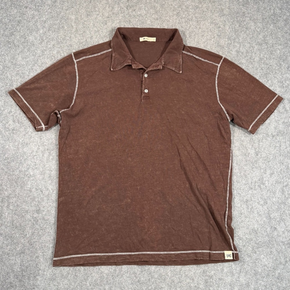 Agave Lux Brown Carson Short Sleeve Classic Cut‎ Polo Shirt Men's Size Large